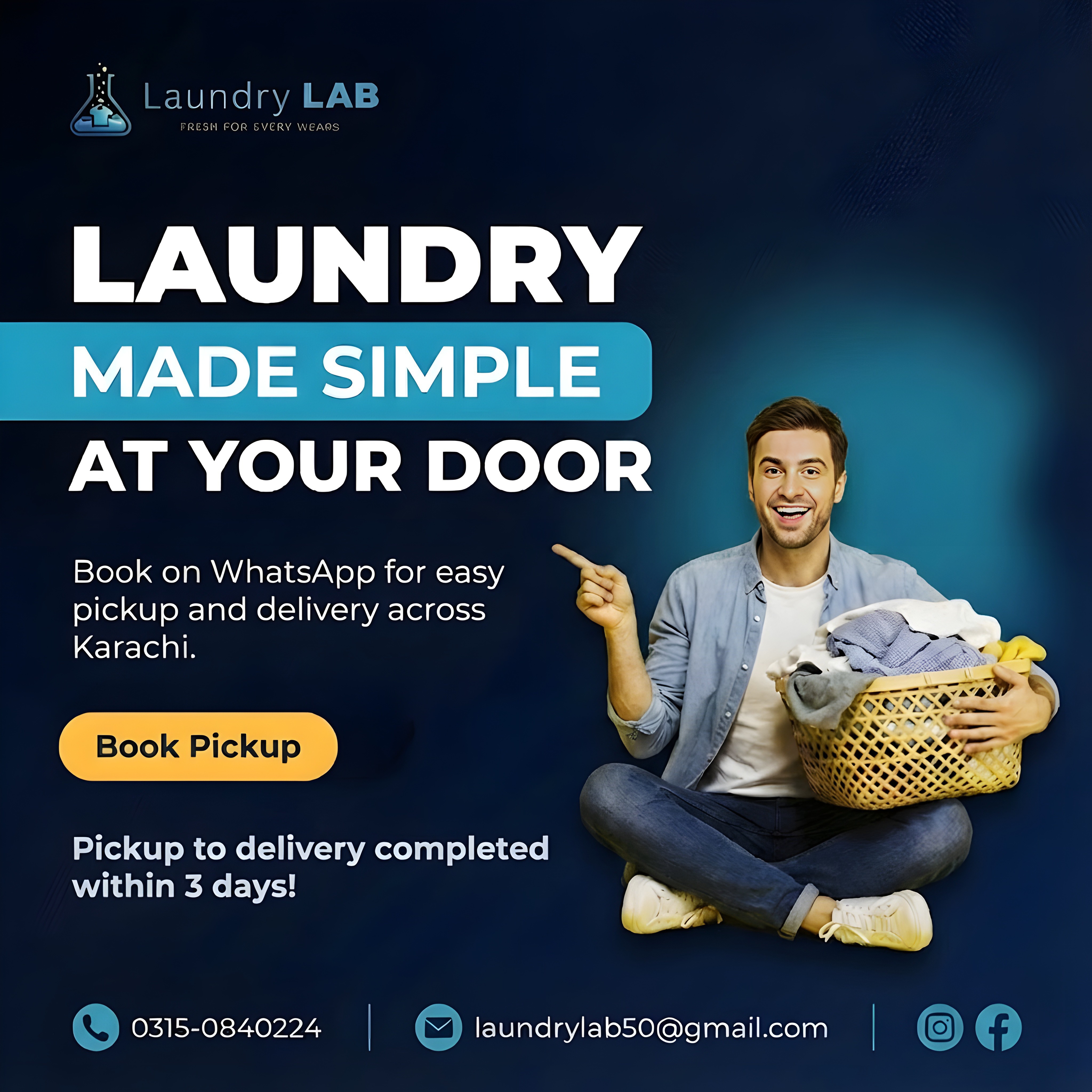 Laundry made easy, without stress 🧺 Book on WhatsApp, we pick up from your door and deliver clean, fresh clothes on time ✨